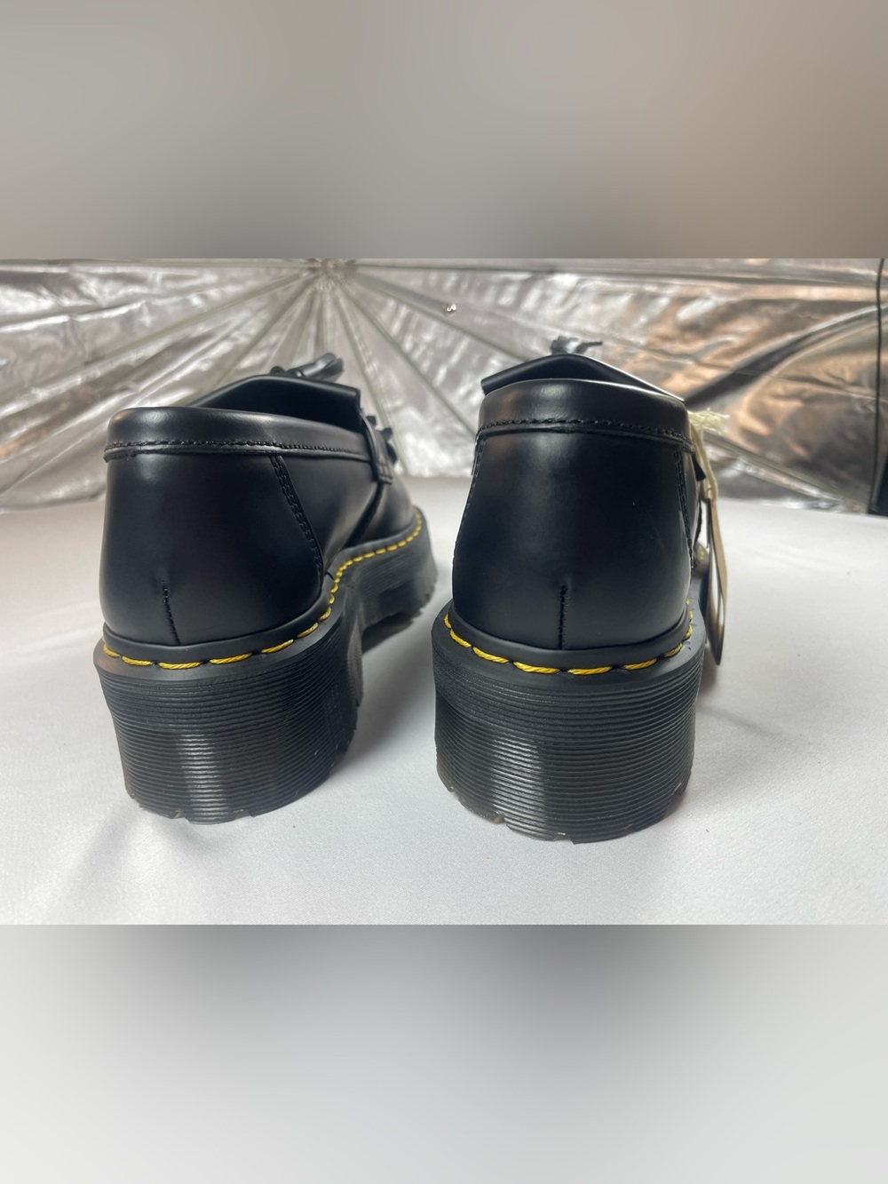 Dr. Martens Black Leather Tassel Loafers with Yellow Stitching - Picture 10 of 11